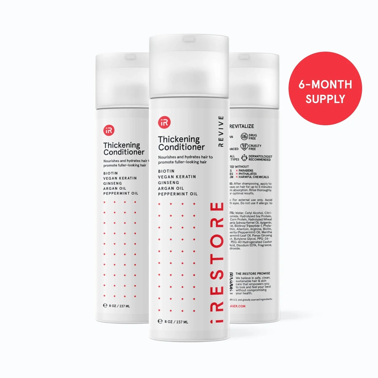 Image of the REVIVE Thickening Conditioner, showing the 6-month supply badge in the image.