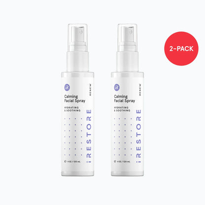 2 bottles of calming facial spray beside each other