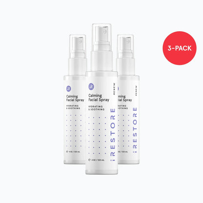 3 bottles of calming facial spray beside each other