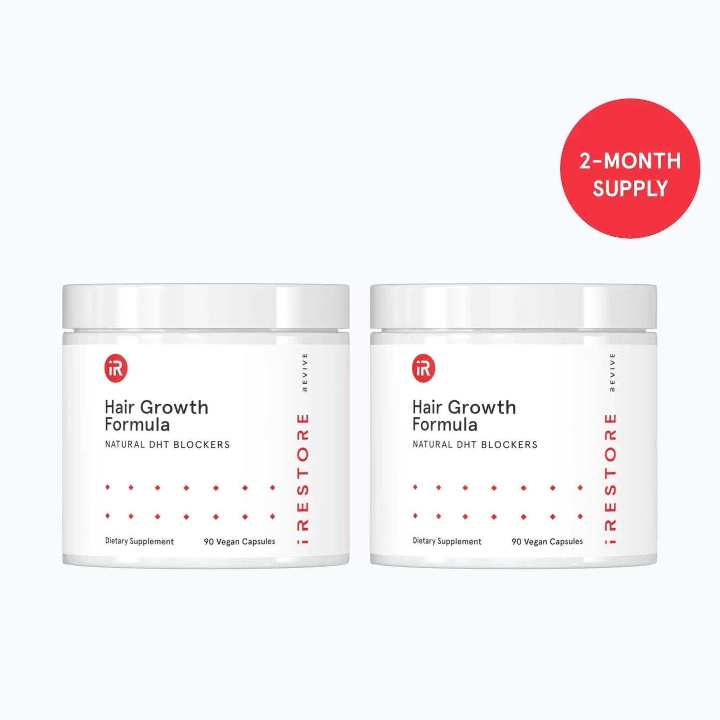 Image of two jars of Hair Growth Formula, showing the 2-month supply badge in the image.