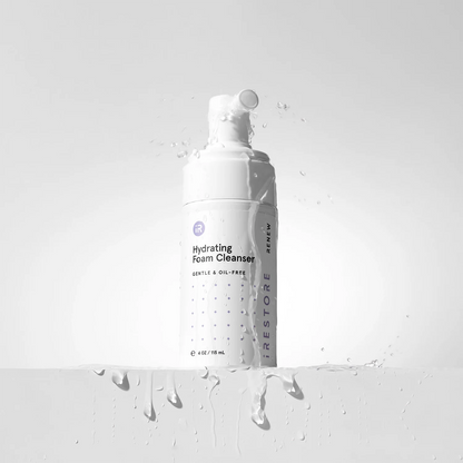 Hydrating foam cleanser dripping with water