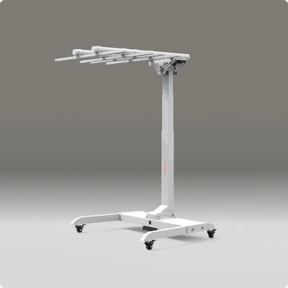 white motorized stand