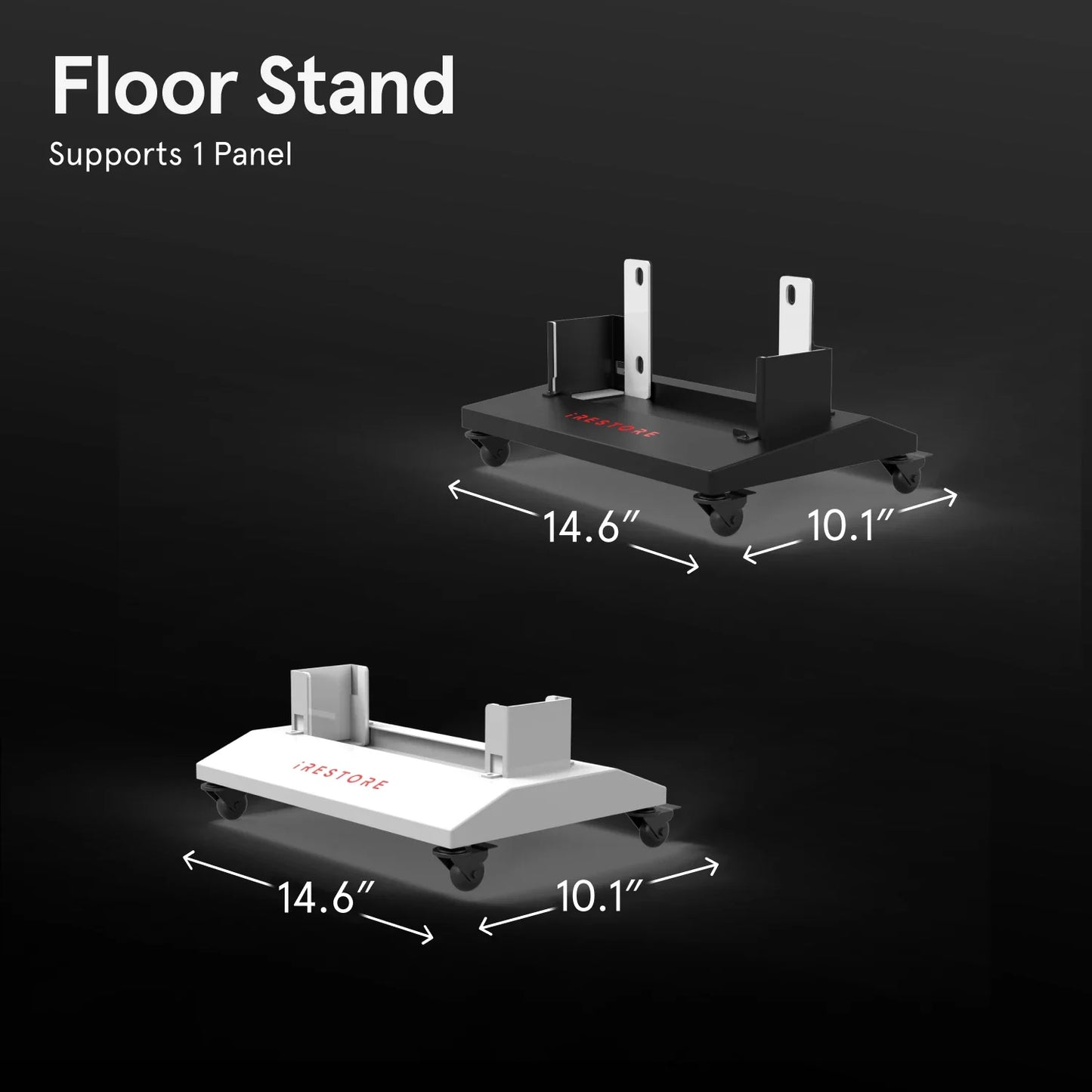 Floor stand with dimensions labeled on a black background